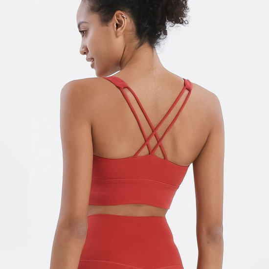 Yoga Bra Women Sports Top Bralette Solid Push Up Sportswear Removable Chest Pads