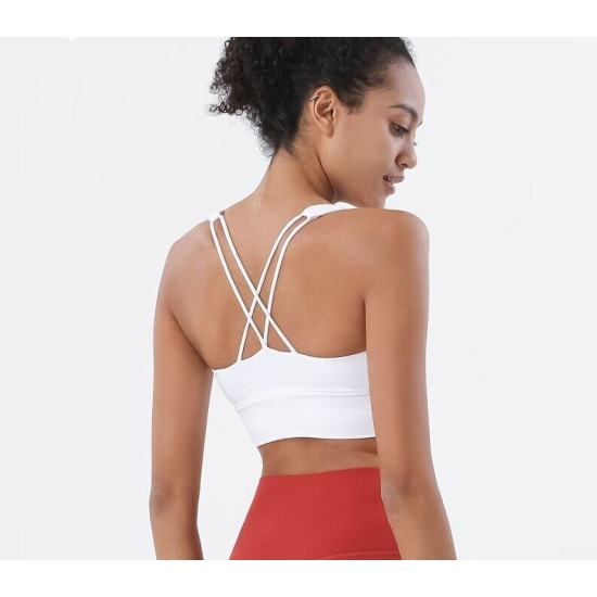 Yoga Bra Women Sports Top Bralette Solid Push Up Sportswear Removable Chest Pads
