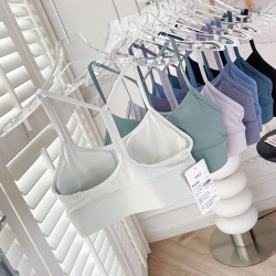 Yoga Women Sports Bra Middle Impact Fitness Athletic Solid Racerback Activewears