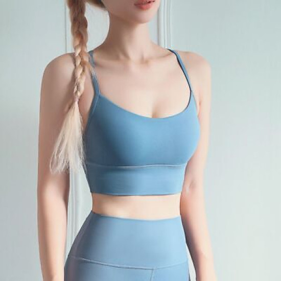 Yoga Women Sports Bra Middle Impact Fitness Athletic Solid Racerback Activewears