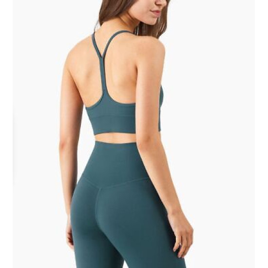 Yoga Women Sports Bra Middle Impact Fitness Athletic Solid Racerback Activewears