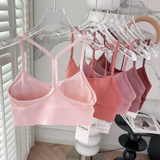 Yoga Women Sports Bra Middle Impact Fitness Athletic Solid Racerback Activewears