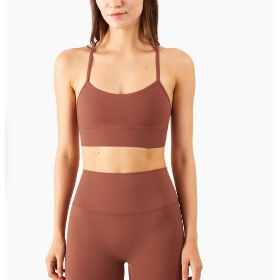 Yoga Women Sports Bra Middle Impact Fitness Athletic Solid Racerback Activewears