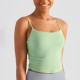 Workout Women Sports Bra Yoga Crop Tops Spaghetti Straps Padded Solid Side Pleat