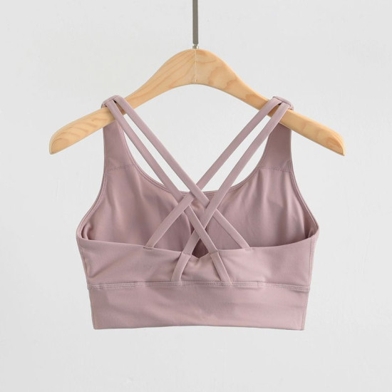 Padded Women Sports Bras Yoga Top Athletic Brassiere Fitness Solid Nylon Elastic