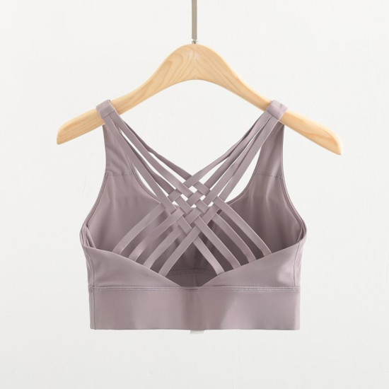 Padded Women Sports Bra Strappy Back Sportswear Medium Support Training Wear New