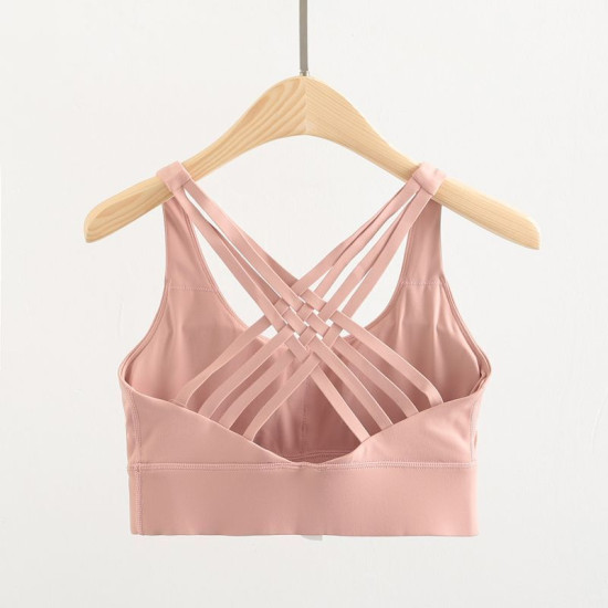 Padded Women Sports Bra Strappy Back Sportswear Medium Support Training Wear New