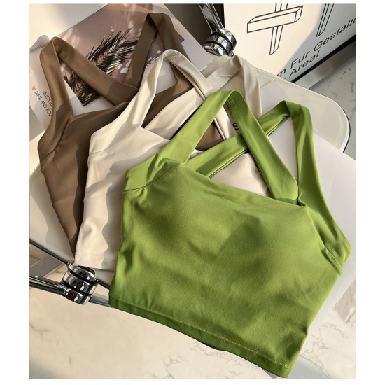 Women Sports Yoga Bras Medium Support Padded Fitness Activewear Solid Sportswear