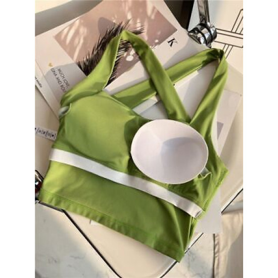 Women Sports Yoga Bras Medium Support Padded Fitness Activewear Solid Sportswear