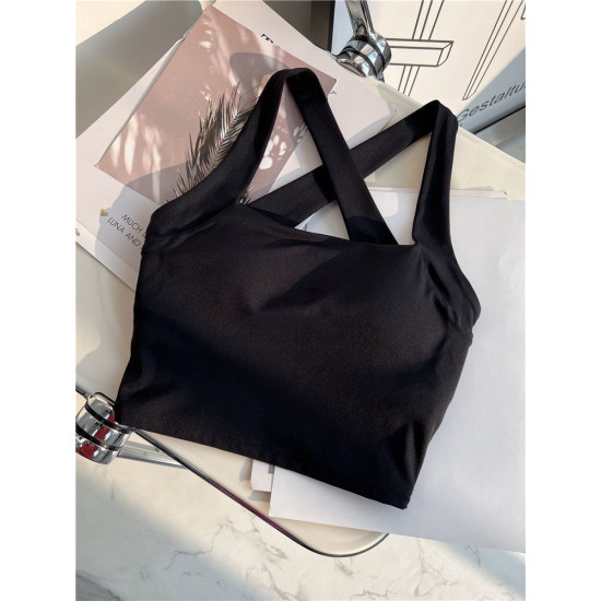 Women Sports Yoga Bras Medium Support Padded Fitness Activewear Solid Sportswear