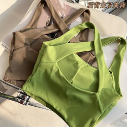 Women Sports Yoga Bras Medium Support Padded Fitness Activewear Solid Sportswear