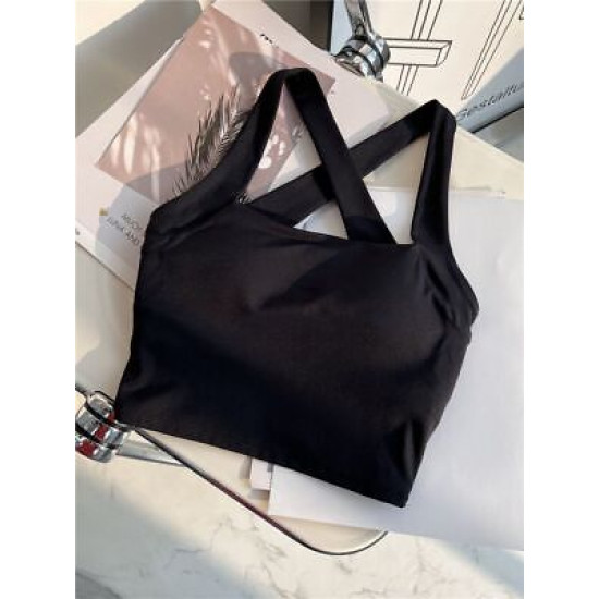 Women Sports Yoga Bras Medium Support Padded Fitness Activewear Solid Sportswear