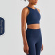 Padded Sports Yoga Bra Women High Neck Crop Tops Solid Wireless Workout Clothing