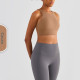 Padded Sports Yoga Bra Women High Neck Crop Tops Solid Wireless Workout Clothing