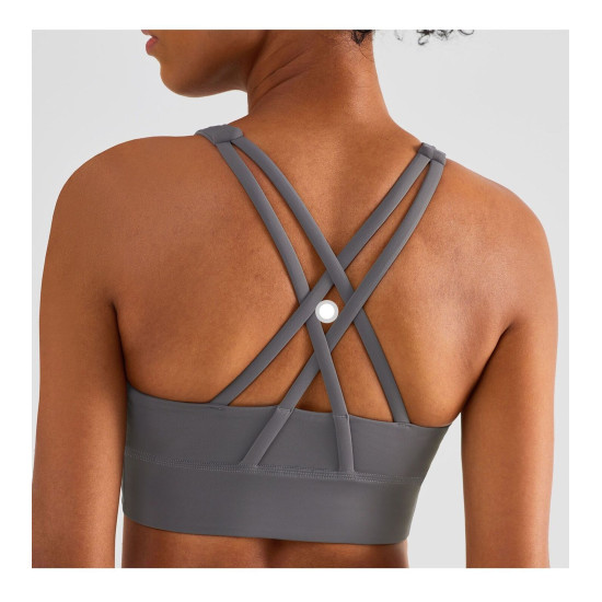 Padded Sports Yoga Bra Women High Neck Crop Tops Solid Wireless Workout Clothing