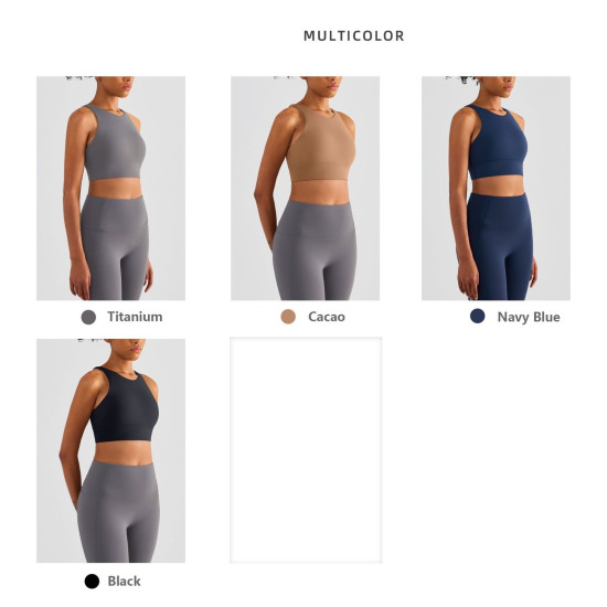 Padded Sports Yoga Bra Women High Neck Crop Tops Solid Wireless Workout Clothing