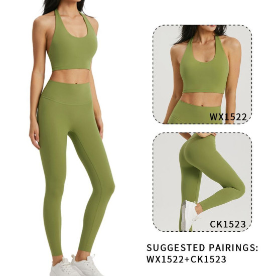 Hanging Neck Sports Bra Women Gym Semi Fixed Cups Top Fitness Push Up Activewear