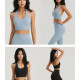 Hanging Neck Sports Bra Women Gym Semi Fixed Cups Top Fitness Push Up Activewear