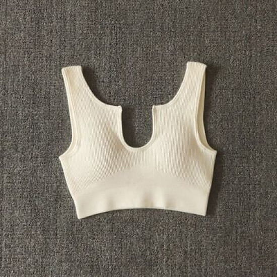 Padded Women Sport Bra Fitness Yoga Running Vest Underwear Solid Padded Crop Top