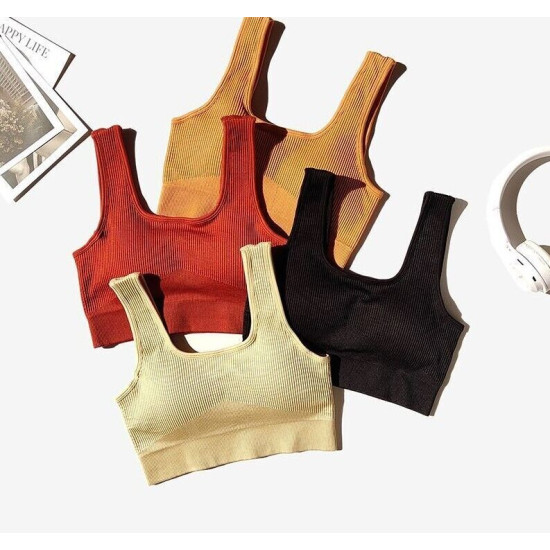 Padded Women Sport Bra Fitness Yoga Running Vest Underwear Solid Padded Crop Top