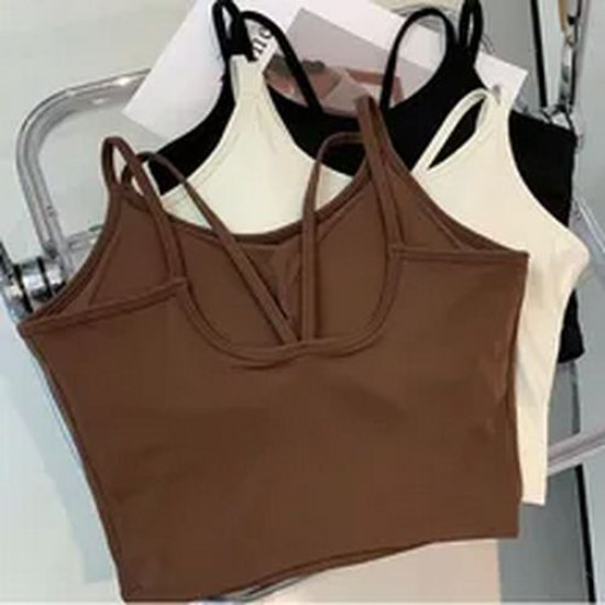 Yoga Women Top Bra Sports Halter Neck Fitness Padded Solid Straps Activewear New