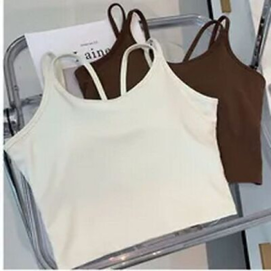 Yoga Women Top Bra Sports Halter Neck Fitness Padded Solid Straps Activewear New