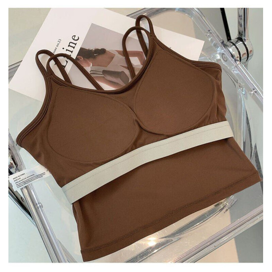 Yoga Women Top Bra Sports Halter Neck Fitness Padded Solid Straps Activewear New