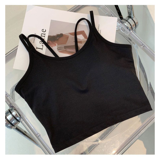 Yoga Women Top Bra Sports Halter Neck Fitness Padded Solid Straps Activewear New