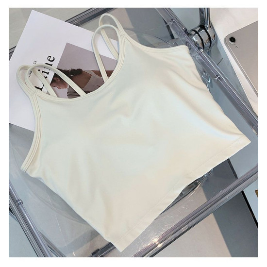 Yoga Women Top Bra Sports Halter Neck Fitness Padded Solid Straps Activewear New