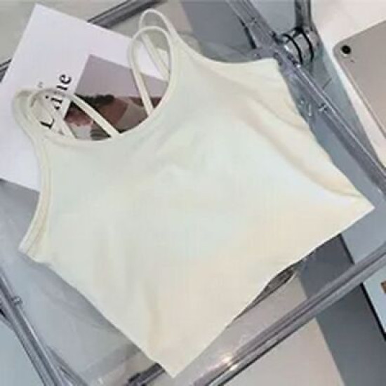 Yoga Women Top Bra Sports Halter Neck Fitness Padded Solid Straps Activewear New