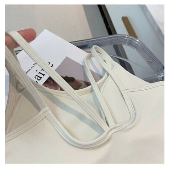 Yoga Women Top Bra Sports Halter Neck Fitness Padded Solid Straps Activewear New