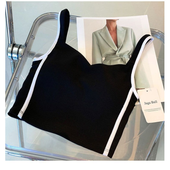 Sports Bra Yoga Top Women Ribbed Padded Crop Vest Fitness Activewear Wide Straps