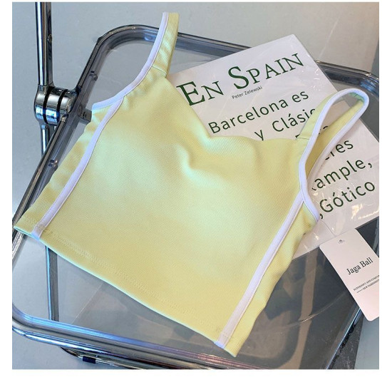 Sports Bra Yoga Top Women Ribbed Padded Crop Vest Fitness Activewear Wide Straps