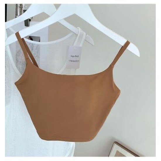 Backless Yoga Sports Bra Women Crop Top Soft Workout Solid Padded Activewear New