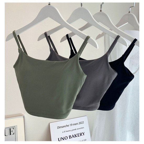 Backless Yoga Sports Bra Women Crop Top Soft Workout Solid Padded Activewear New