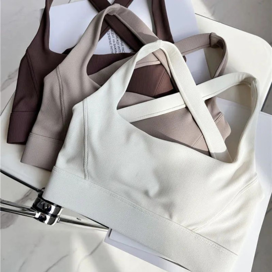 Sports Bra Women Padded Yoga Active Tops Push Up Criss Cross Back Medium Support