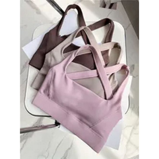 Sports Bra Women Padded Yoga Active Tops Push Up Criss Cross Back Medium Support