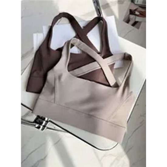 Sports Bra Women Padded Yoga Active Tops Push Up Criss Cross Back Medium Support