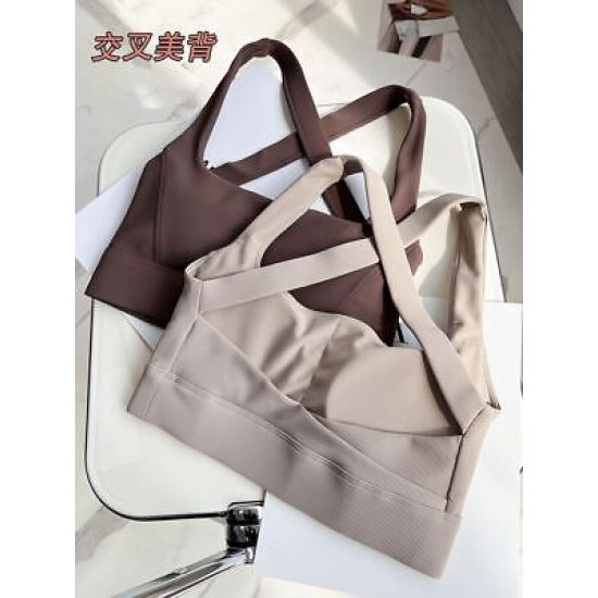 Sports Bra Women Padded Yoga Active Tops Push Up Criss Cross Back Medium Support