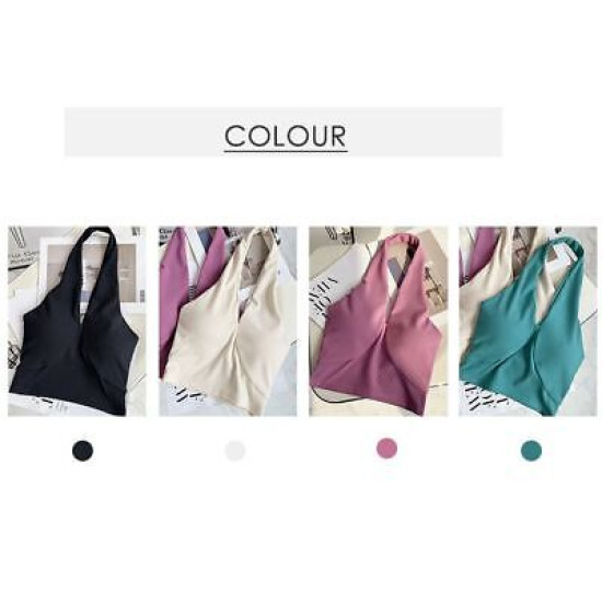 Halter Yoga Sports Bras Women Backless Wireless Solid Tops Activewear Sportswear