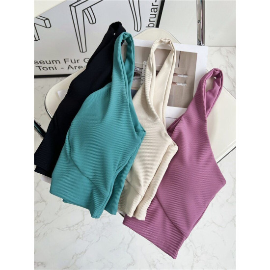 Halter Yoga Sports Bras Women Backless Wireless Solid Tops Activewear Sportswear