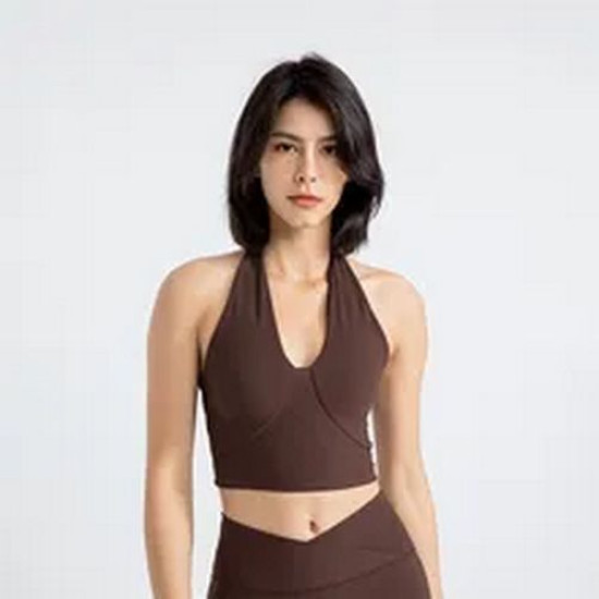 Halter Yoga Sports Bras Women Backless Wireless Solid Tops Activewear Sportswear