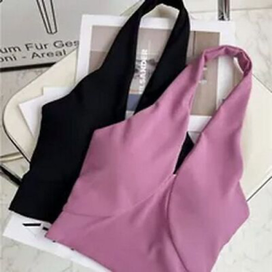 Halter Yoga Sports Bras Women Backless Wireless Solid Tops Activewear Sportswear