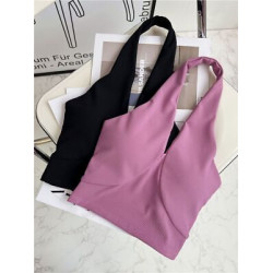 Halter Yoga Sports Bras Women Backless Wireless Solid Tops Activewear Sportswear