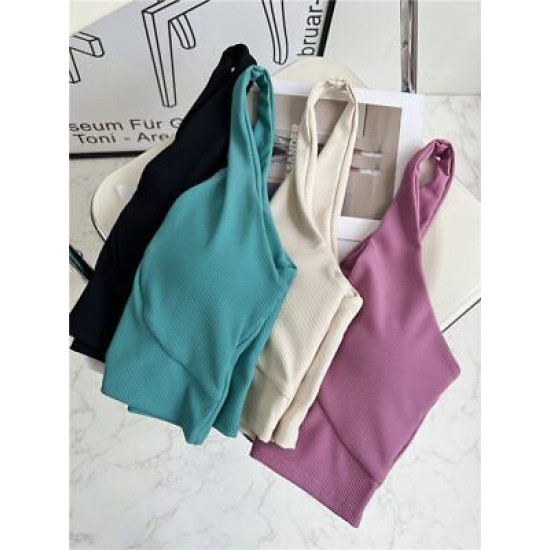 Halter Yoga Sports Bras Women Backless Wireless Solid Tops Activewear Sportswear