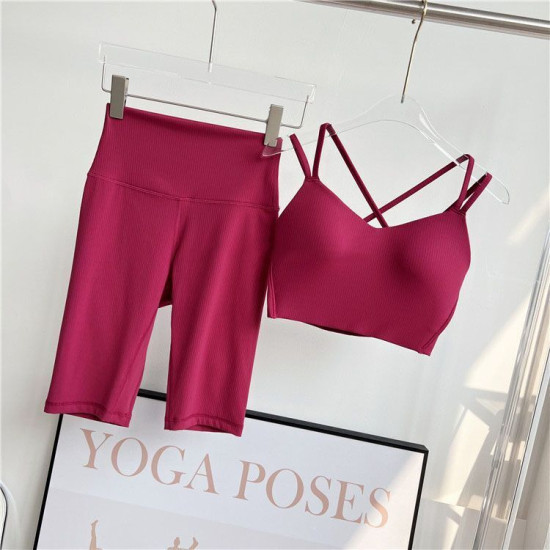 Women Strappy Yoga Bra Activewear Solid Criss Cross Strap Wireless Athletic Tops