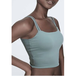 Sports Women Yoga Bras Crop Tops Solid Soft Nylon Padded Sportswear Twisted Back