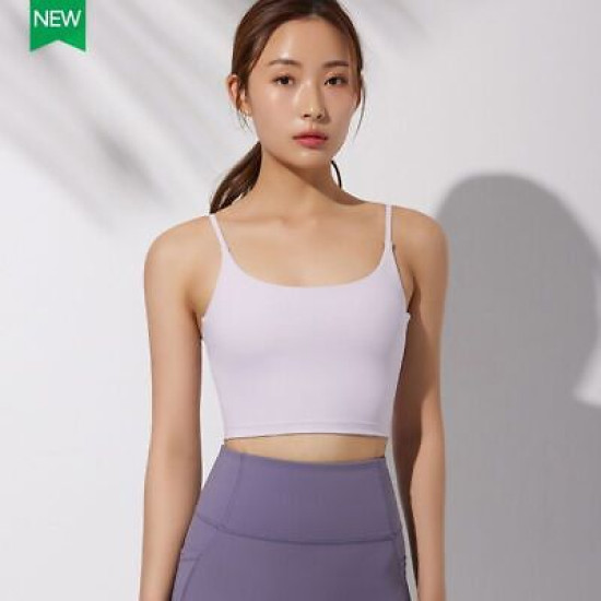 Sports Bra Women Crop Tops Strappy High Impact Gym Vest Fitness Solid Activewear