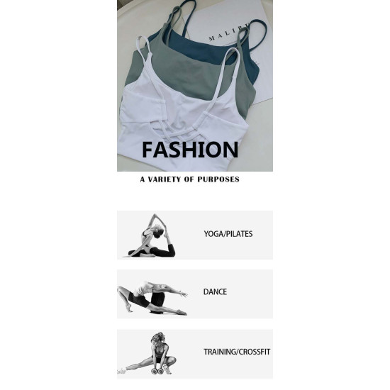 Sports Bra Women Crop Tops Strappy High Impact Gym Vest Fitness Solid Activewear