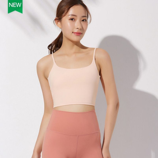 Sports Bra Women Crop Tops Strappy High Impact Gym Vest Fitness Solid Activewear